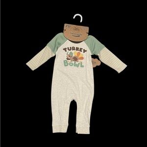 NWT Baby Essentials “Turkey Bowl” 3 Pc Set Appliqué Embroidered 6M